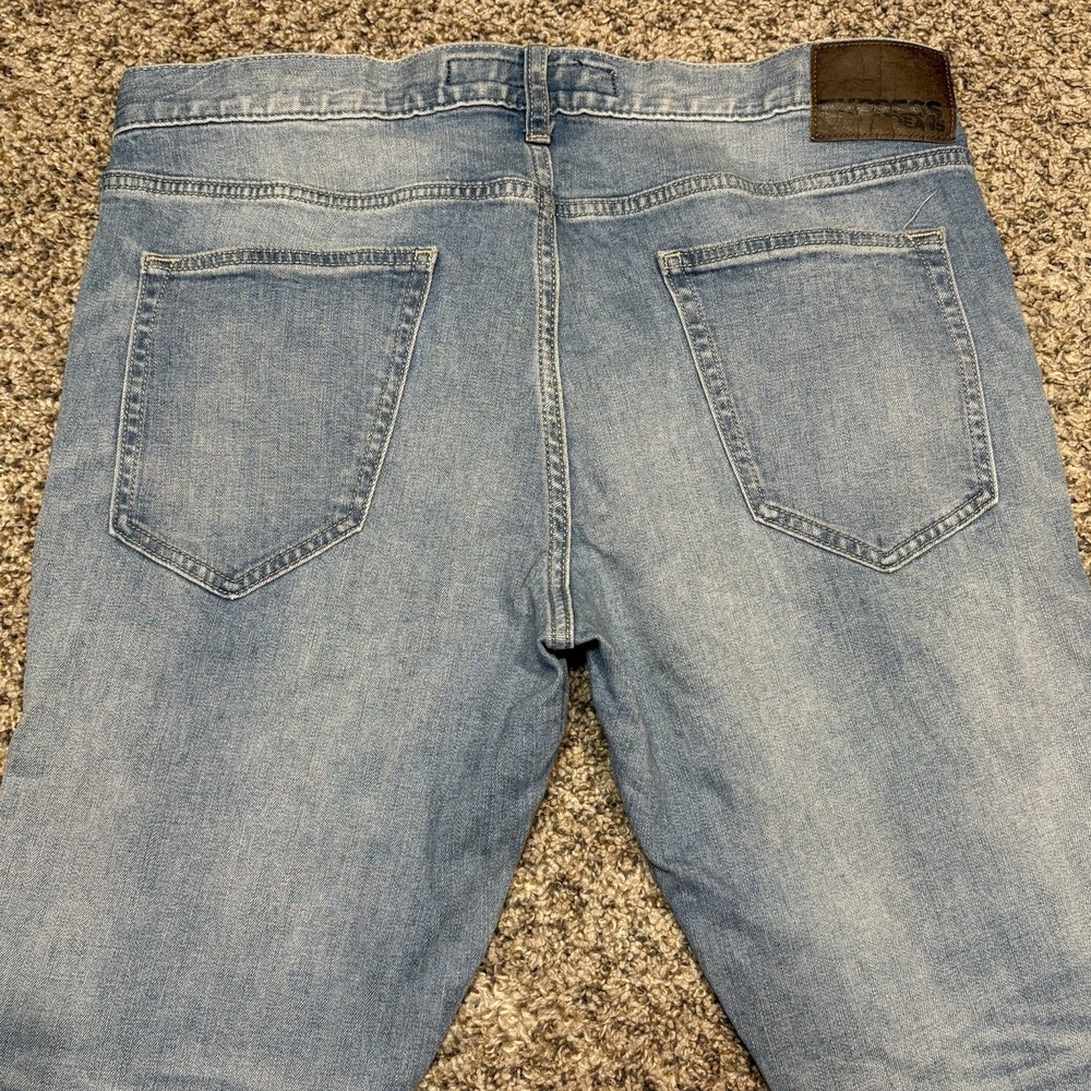 Express Alec Super Skinny Jeans Mens 34x30 Moto Biker Stretch Light Wash Denim - Picture 5 of 13